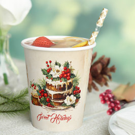 カスタム グリーン ラスティック パイン ビンテージ スクリプト クリスマス 紙コップ