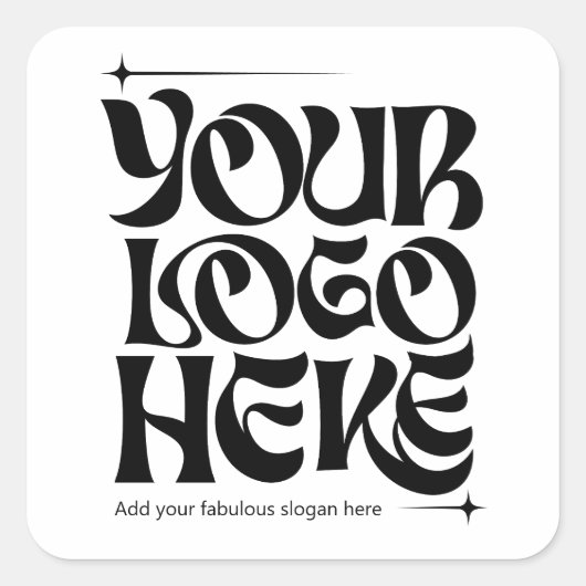 カスタム グルーヴィー レトロ ビジネス ロゴ スクエアシール (正面)