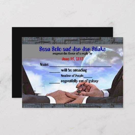 カスタム ゲイ サイエンス フィクション コミットメント セレモニー RSVP (正面/裏面)