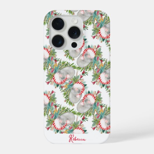 カスタム コアラ ホワイト クリスマス iPhoneケース (裏面)