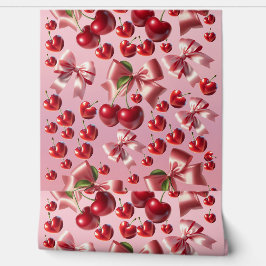 カスタム コケッティ ハート チェリー ボウ パターン 壁紙