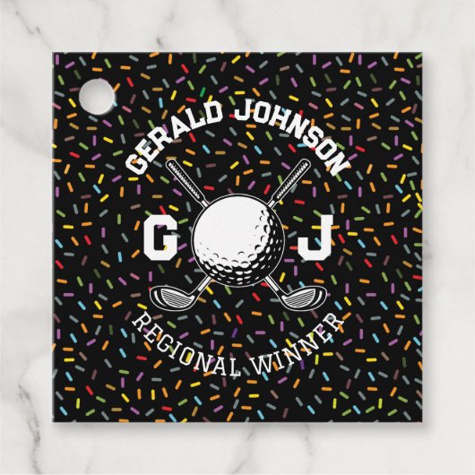 カスタム コンフェッティ ゴルフ モノグラム デザイン フェイバータグ (正面)