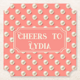 カスタム コーラルパール 「乾杯！名前」 ペーパーコースター