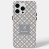 カスタム コーラル グレー iPhone カバー おしゃれモノグラム スタイル (裏面)