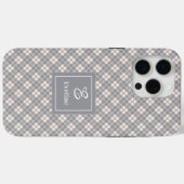 カスタム コーラル グレー iPhone カバー おしゃれモノグラム スタイル (裏面 (横))