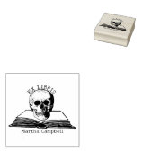 カスタム ゴシック スカル エクス ライブリス 図書館 本 ラバースタンプ (押印)