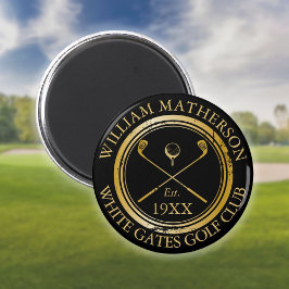 カスタム ゴルフクラブ 名前 レトロ スタンプ ブラック ゴールド マグネット