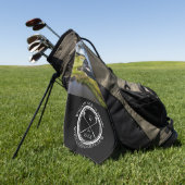 カスタム ゴルフ クラブ名と写真 ブラック アンド ホワイト ゴルフタオル (グリーン)