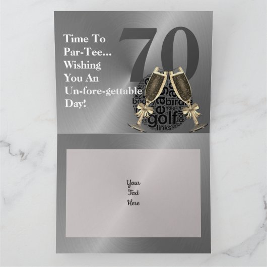 カスタム ゴルフ 70歳の誕生日カード カード (内部)