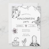 カスタム ゴースト、スケルトン & パンプキン 招待状 (正面)