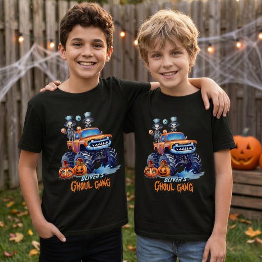 カスタム ゴールギャング モンスタートラック 男の子 ハロウィン Tシャツ