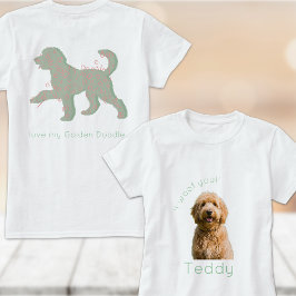 カスタム ゴールデンドゥードル フォト I Woof You パーソナライズド Tシャツ