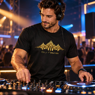 カスタム ゴールド イコライザー DJ 名 Tシャツ