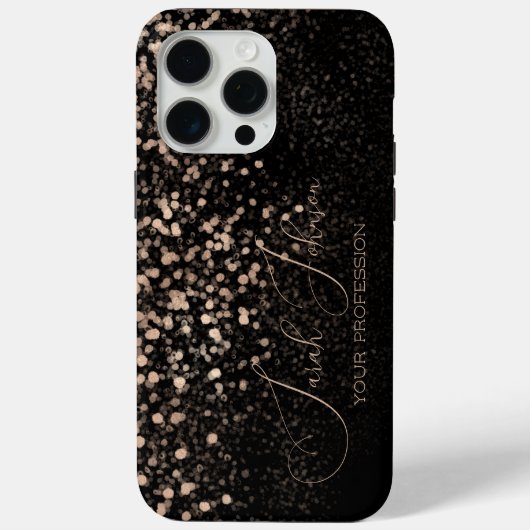 カスタム ゴールド ギッター ミッドナイト ブラック Case-Mate iPhoneケース (裏面)
