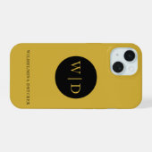 カスタム ゴールド モノグラム iPhone 15ケース (裏面横)