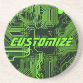 カスタム サイバー グリーン PCB 回路基板 テック アート コースター (正面)