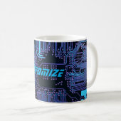 カスタム サイバー ブルー PCB 回路基板 テック アート コーヒーマグカップ (正面右)