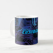 カスタム サイバー ブルー PCB 回路基板 テック アート コーヒーマグカップ (正面左)