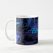 カスタム サイバー ブルー PCB 回路基板 テック アート コーヒーマグカップ (左)