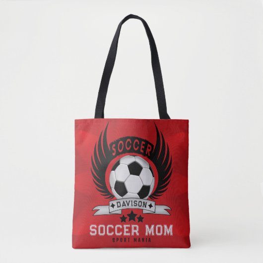 カスタム サッカー ママ エンブレム ボールと翼 トートバッグ (正面)