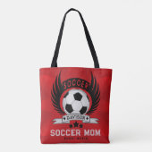カスタム サッカー ママ エンブレム ボールと翼 トートバッグ (裏面)