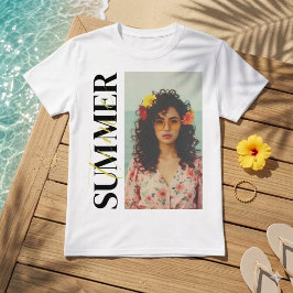 カスタム サマー ビブラス フォトコラージュ 縦書きテキスト Tシャツ