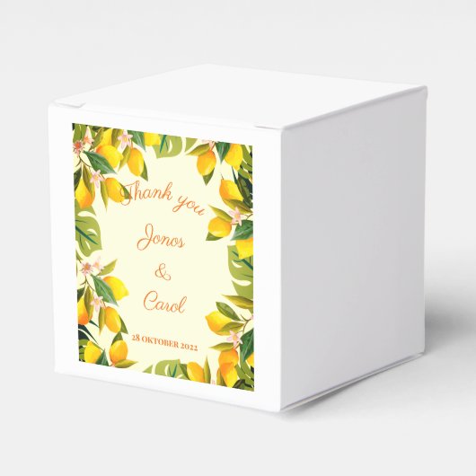 カスタム サンクス パーティー 水彩 ヴィンテージ レモン フェイバーボックス (正面サイド)