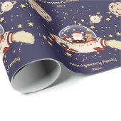 カスタム サンタの宇宙船 クリスマス ラッピングペーパー (ロールコーナー)
