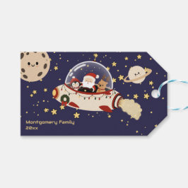 カスタム サンタ宇宙船 クリスマス ギフトタグ