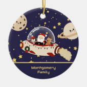 カスタム サンタ スペースシップ クリスマス セラミックオーナメント (正面)