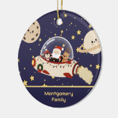 カスタム サンタ スペースシップ クリスマス セラミックオーナメント (左)