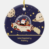 カスタム サンタ スペースシップ クリスマス セラミックオーナメント (裏面)