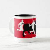 カスタム、サンフェルミンパンプロナのencierro/雄牛の操業、 ツートーンマグカップ (正面左)