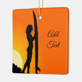 カスタム。 サーファーの女の子 セラミックオーナメント (左)