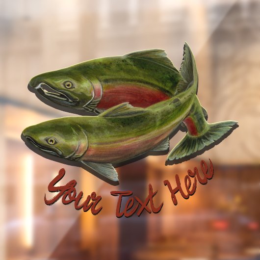 カスタム サーモン フィッシュ アート 窓用ステッカー フィッシング デカール ウィンドウサイン (シート2)