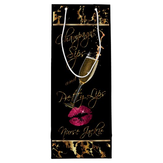 カスタム – シャンパンシップスとリッかわいらしプ ワインギフトバッグ (裏面)