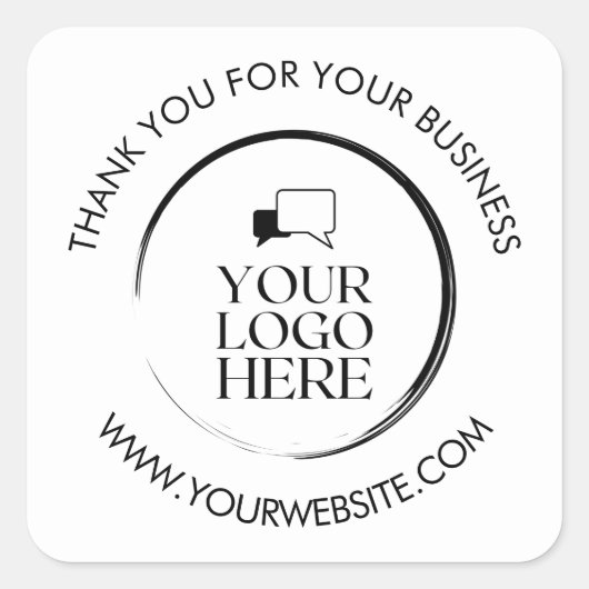 カスタム シンプル クリーン ホワイト ビジネス ロゴはここに スクエアシール (正面)