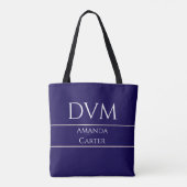 カスタム シンプル モダン ブルー DVM トートバッグ (裏面)