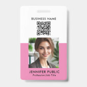 カスタム シンプル 従業員 写真 QR コード 会社 ロゴ バッジ (裏面)