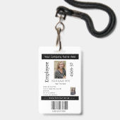 カスタム シンプル 社員 写真 ID カード 企業 セキュリティ バッジ (正面（ネックストラップ付）)