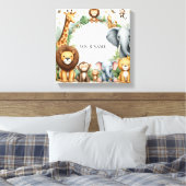 カスタム ジャングル ネーム アート アニマル ナーセリーバックトゥスクール キャンバスプリント (インサイチュ (寝室))