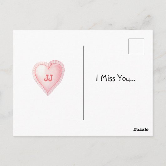 カスタム スウィート ウォーターカラー バニー ラブ ポストカード (裏面)