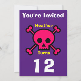 カスタム スカル 誕生日 - 名前/年齢を追加 招待状