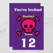 カスタム スカル 誕生日 - 名前/年齢を追加 招待状 (正面/裏面)