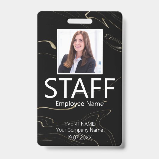カスタム スタッフ バーコード イベント マーブリング バッジ (正面)