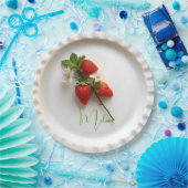 カスタム スターベリー スプリグ フラワー フォリアージ ネーム ペーパープレート (パーティー)