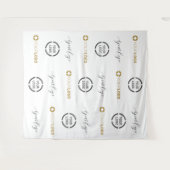 カスタム ステップ & リピート 3 ロゴ イベント バックドロップ タペストリー (正面(横))