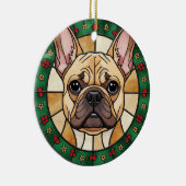 カスタム ステンドグラス効果 犬の名前 クリスマス セラミックオーナメント (右)