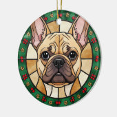 カスタム ステンドグラス効果 犬の名前 クリスマス セラミックオーナメント (左)