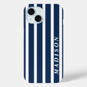 カスタム ストライプ ネイビーブルー ホワイト Case-Mate iPhoneケース (裏面)